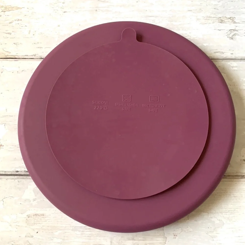 Mushie Silicone Kids 8in Divided Suction Plate Plum Purple Color Brand NEW